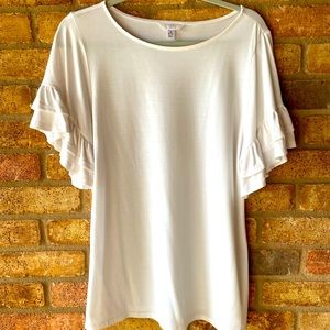 Pretty white, double ruffled sleeved blouse size M